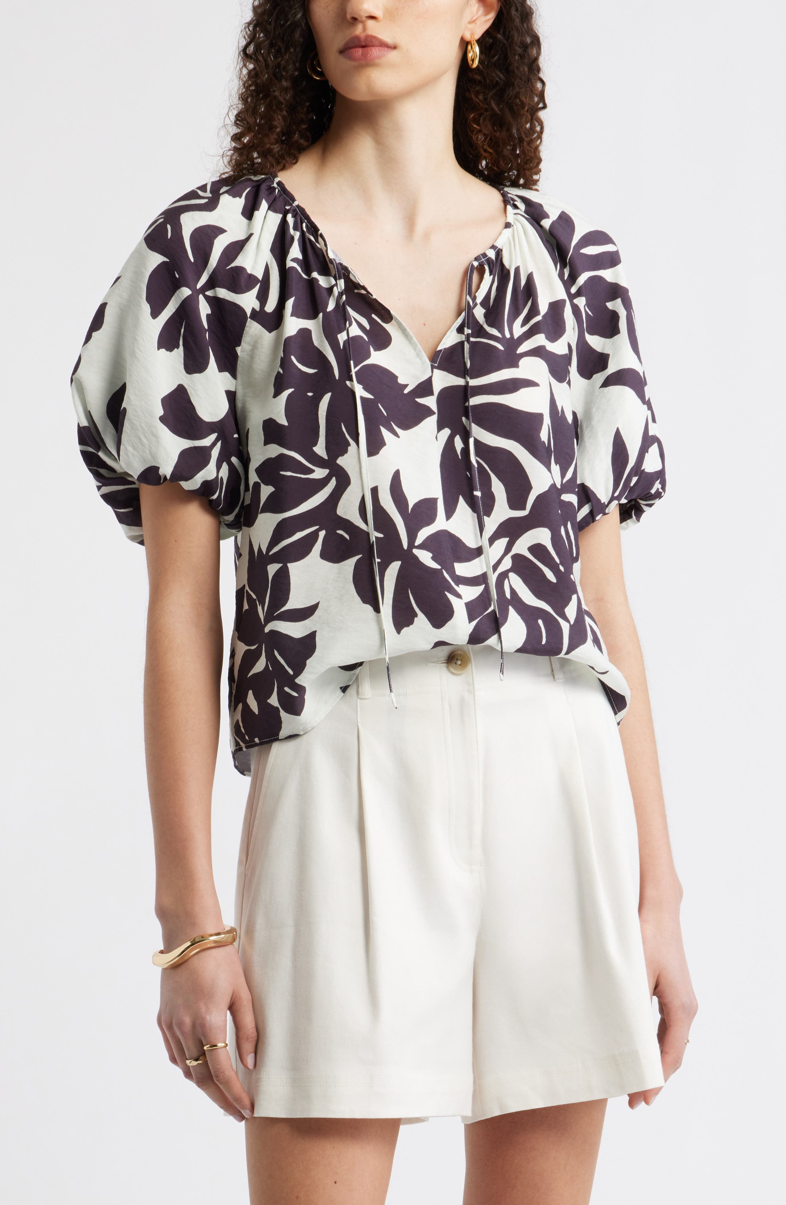 Puff Sleeve V-Neck Shirt - image 5