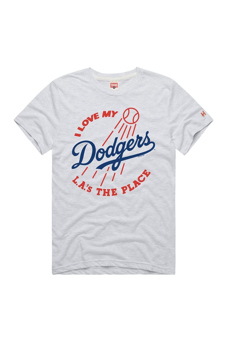 Men's Homage  Ash Los Angeles Dodgers Hyper Local Tri-Blend T-Shirt, Alternate, color, Ash