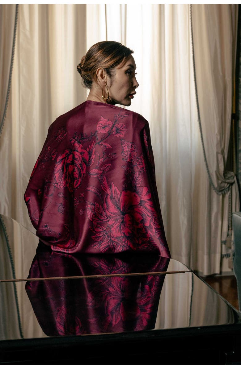 Elizabetta Isabella - Silk Scarf/Shawl for Women, Main, color, Garnet