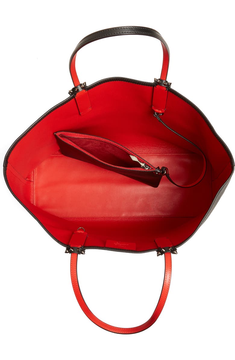 Christian Louboutin Cabata Calfskin Leather Tote, Alternate, color, Black/Black