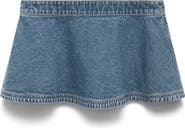 MANGO Pleated Denim Miniskirt