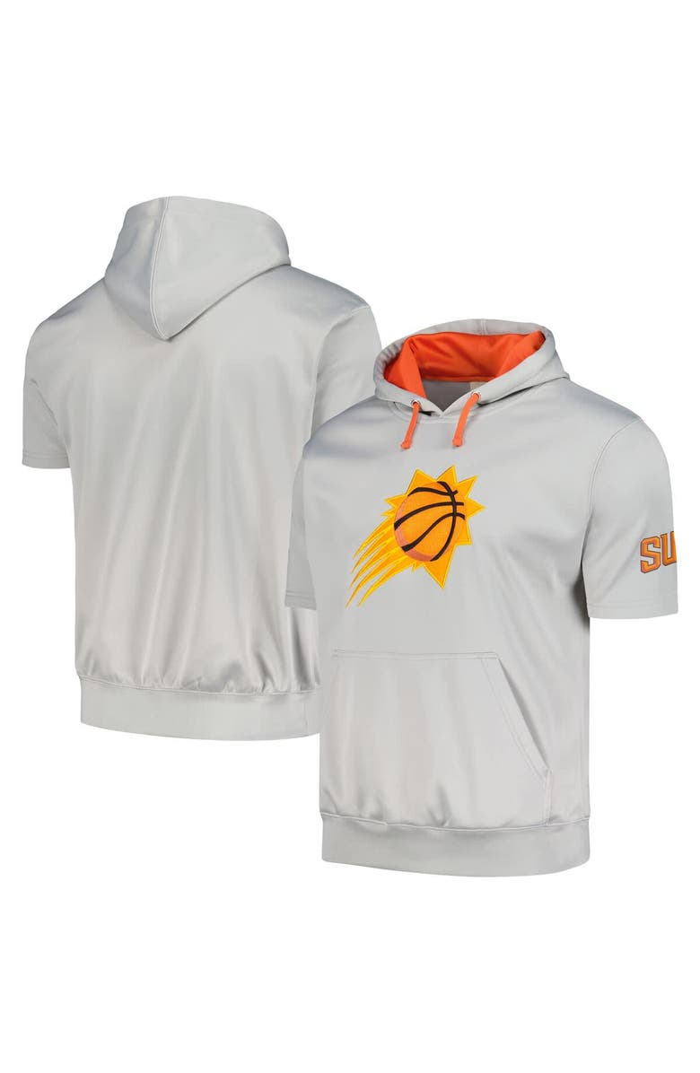 FANATICS Men's Fanatics Branded Silver/Orange Phoenix Suns Short Sleeve Pullover Hoodie, Main, color, Silver