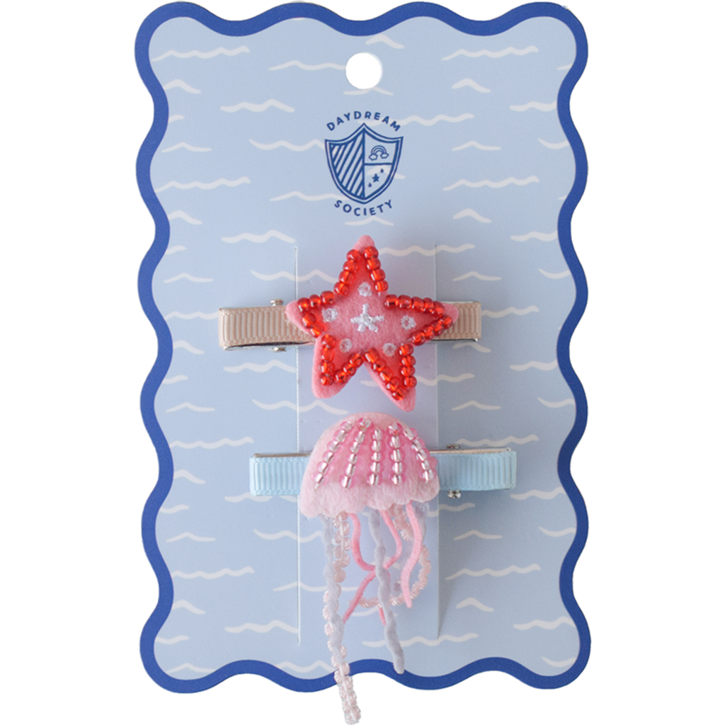 Daydream Society Seaside Jellyfish & Starfish Clip Set In Multi