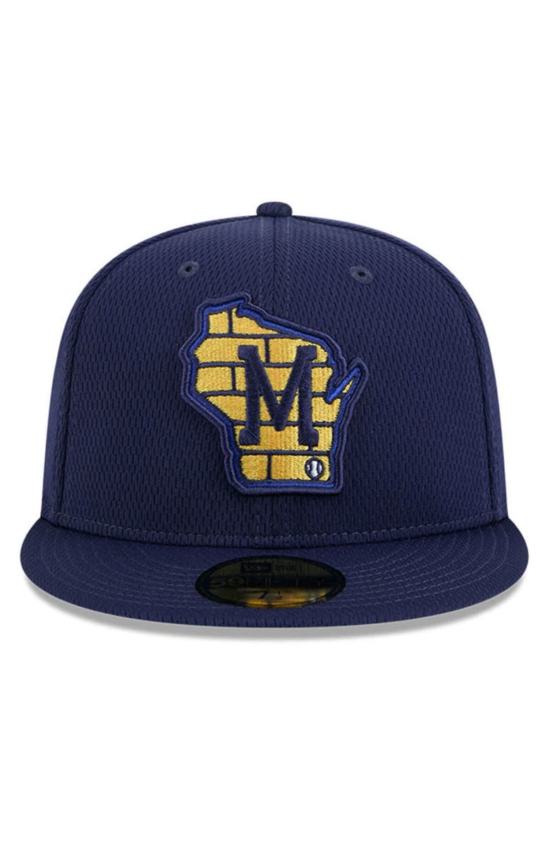 New Era Men's New Era Navy Milwaukee Brewers 2025 MLB Clubhouse 59FIFTY Fitted Hat, Alternate, color, 