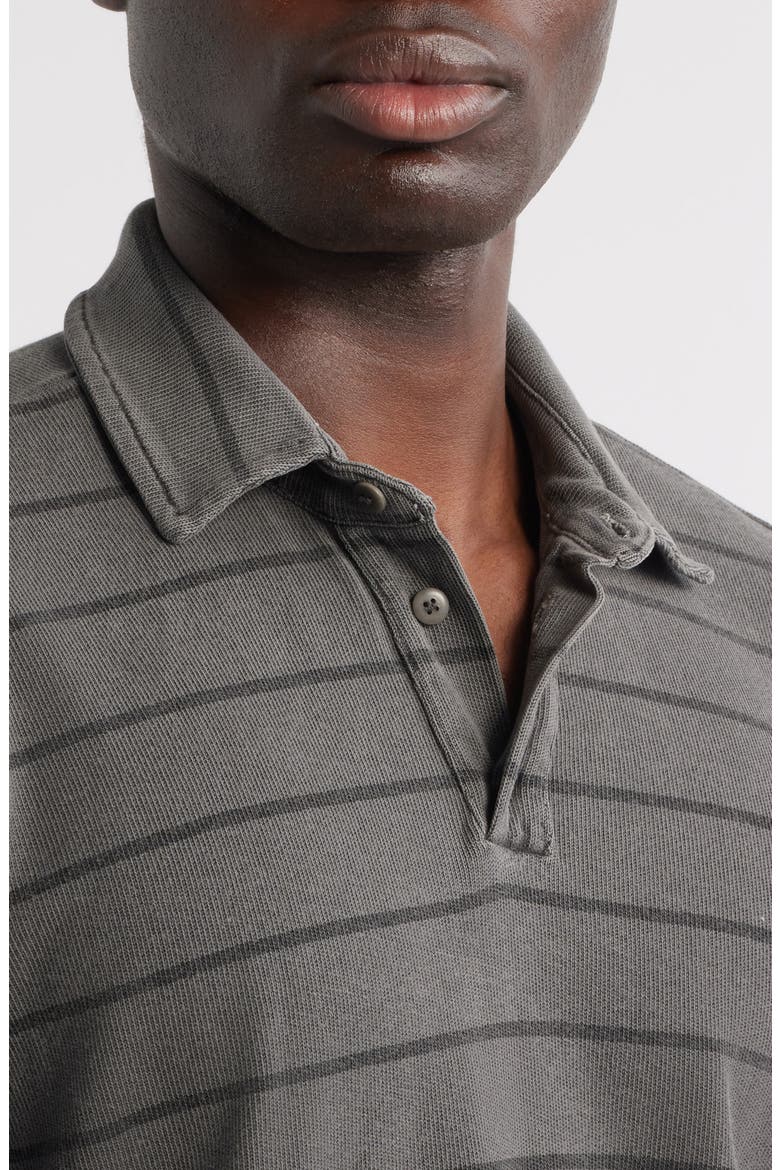 Caza Rib Organic Cotton Long Sleeve Polo, Alternate, color, SLATERIO