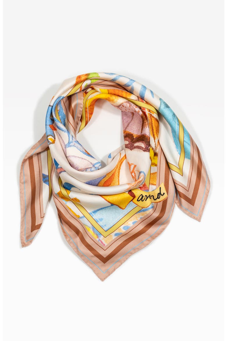 Garrulous Flowers Art Scarf, Alternate, color, Yellow