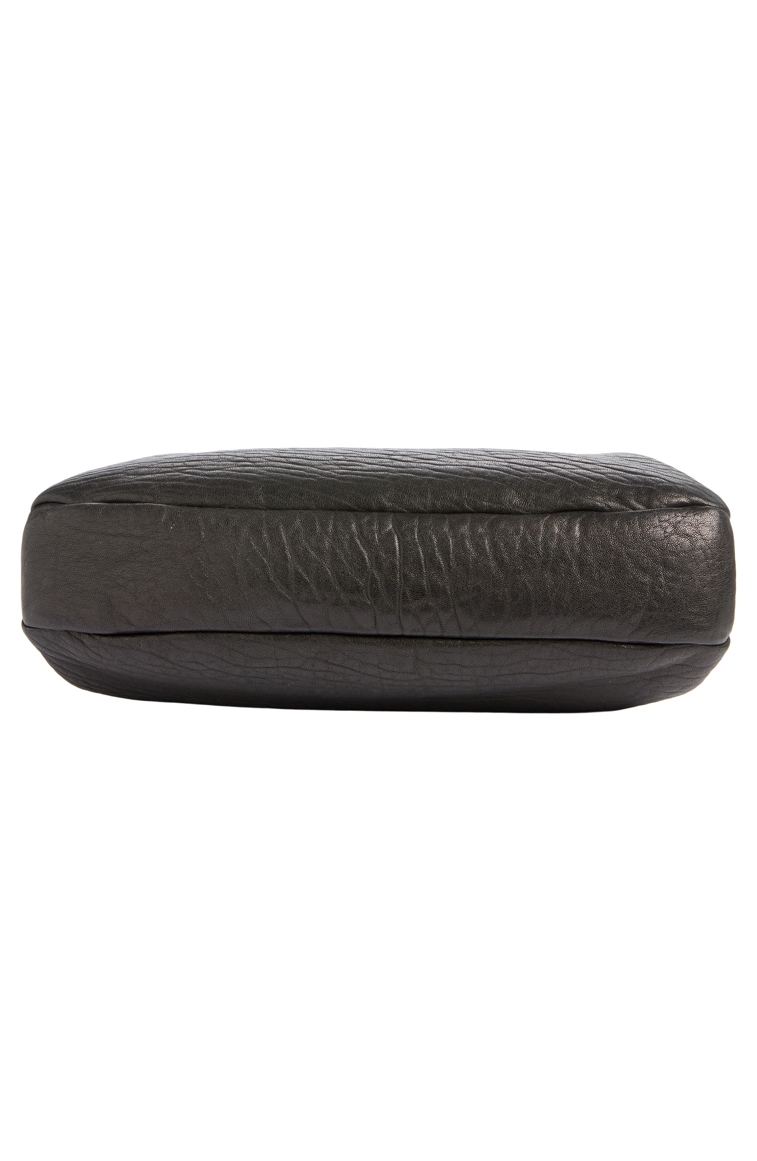 Saint Laurent Large Crinkled Leather Frame Clutch, Alternate, color, Noir