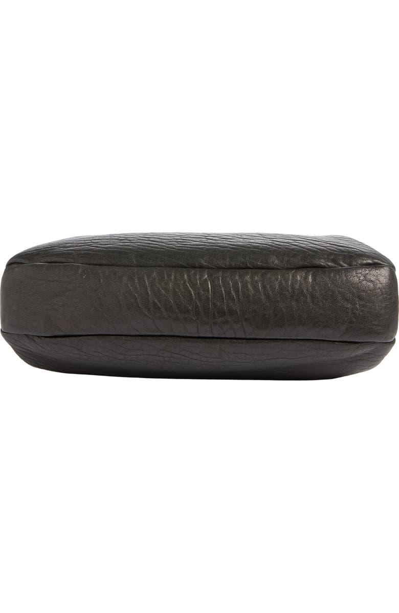 Saint Laurent Large Crinkled Leather Frame Clutch, Alternate, color, Noir