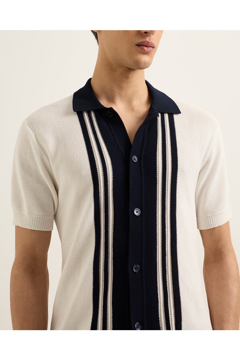 Tiernan Piqué Classic-Fit Knitted Shirt, Alternate, color, WHITE SAND/NIGHT IRIS