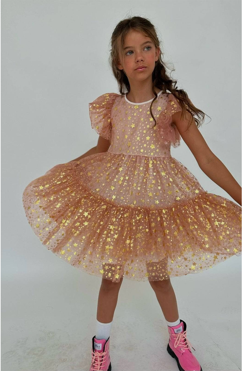 Lola + The Boys Goldie Star Dress, Alternate, color, Gold