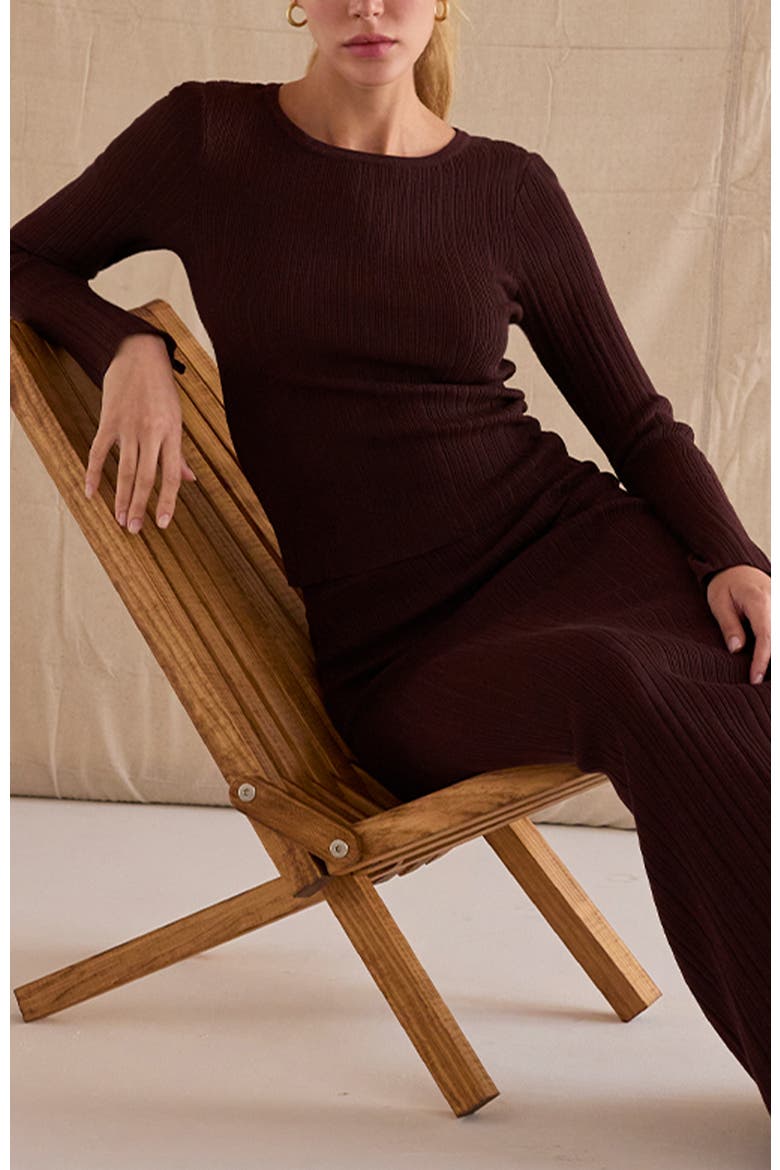 Bell Sleeve Ribbed Knit Top, Alternate, color, Espresso