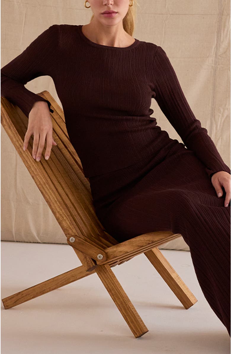 CRESCENT Bell Sleeve Ribbed Knit Top, Alternate, color, Espresso