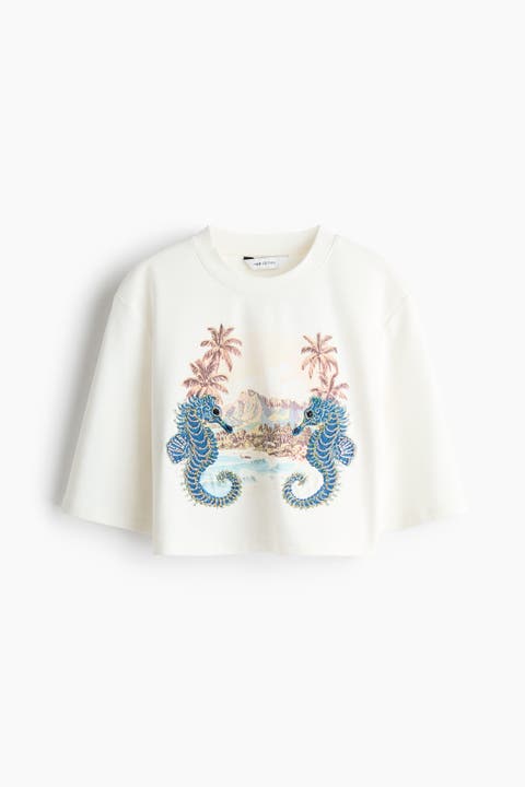 Cropped Embellished T-shirt