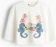 H&M Cropped Embellished T-shirt