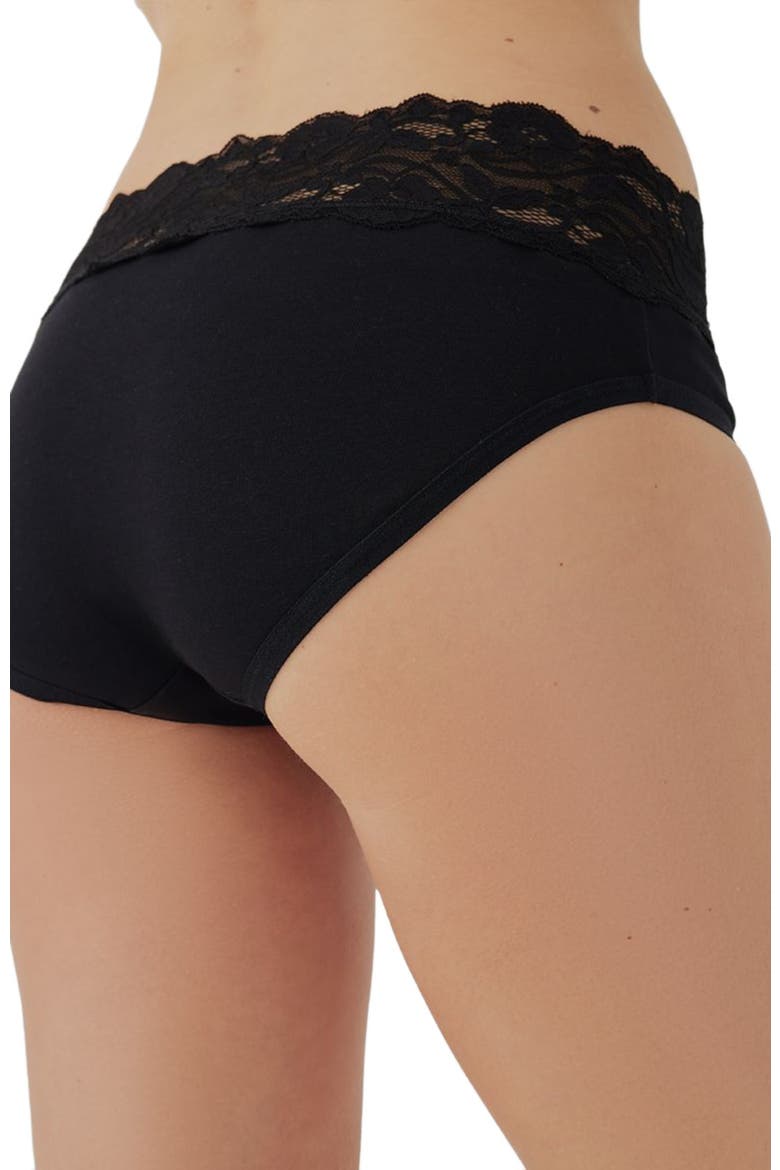 Organic Cotton Lace Waist Brief 3-Pack, Alternate, color, Black