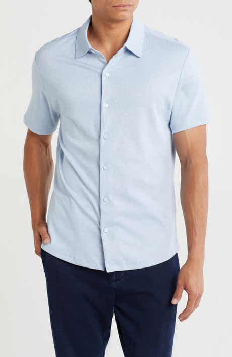 WESTZEROONE Riverway Short Sleeve Cotton Blend Knit Button-Up Shirt