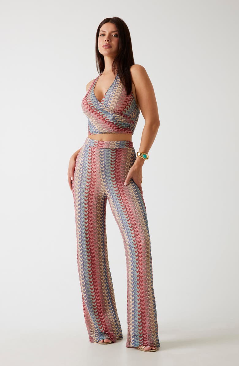 GUESS Fearne Knit Wide Leg Pants, Alternate, color, River Gravel Multi