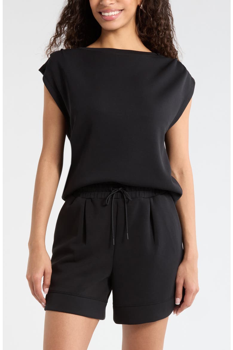 Soft Luxe Knit Gathered Shoulder Top, Main, color, BLACK