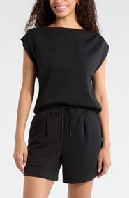 Zella Soft Luxe Knit Gathered Shoulder Top