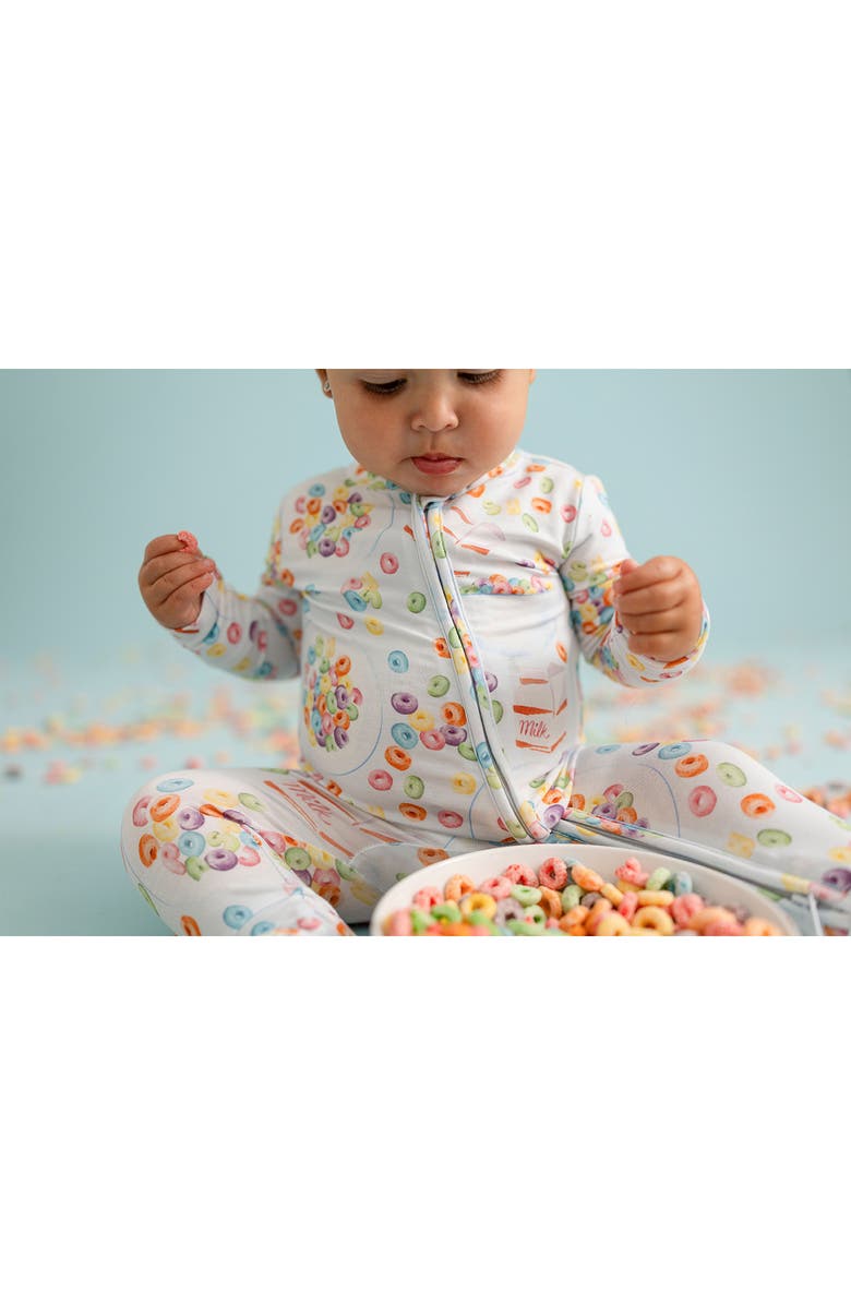 Posh Peanut Cereal Print Convertible Zip-Up Footie, Alternate, color, Blue