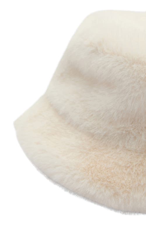Mango Faux Fur Bucket Hat In Ecru