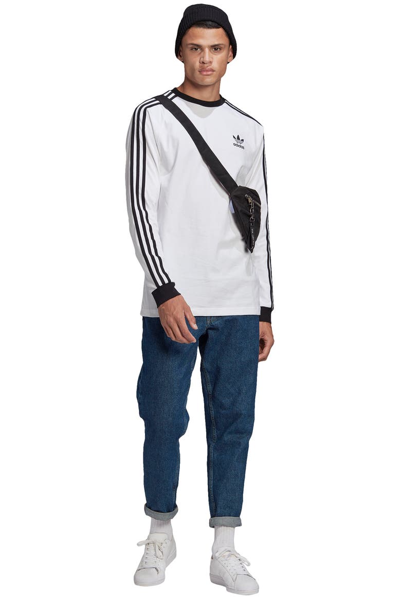 3-Stripes Long Sleeve Graphic Tee, Alternate, color, WHITE