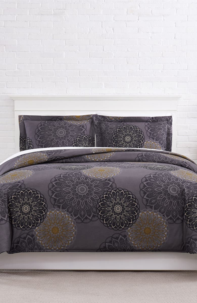 SOUTHSHORE FINE LINENS Midnight Floral Duvet Cover Set, Alternate, color, Midnight Floral Black