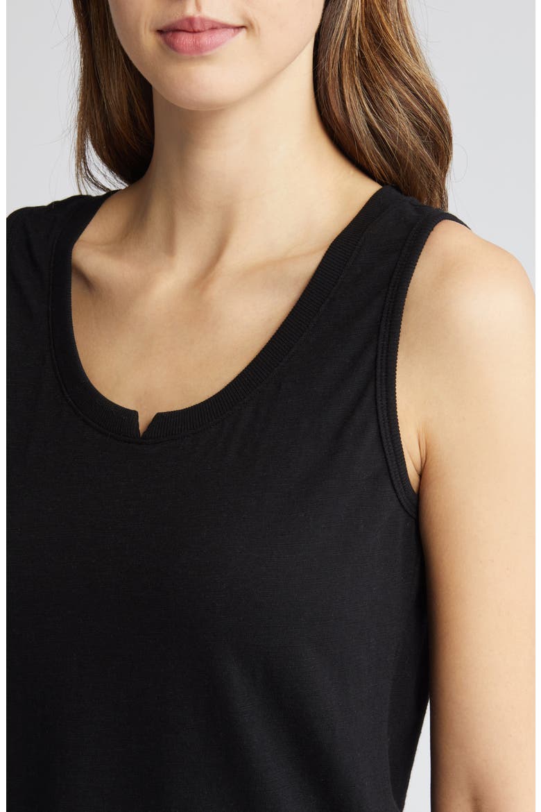 Notched Sleeveless Tank (Nordstrom Exclusive), Alternate, color, BLACK
