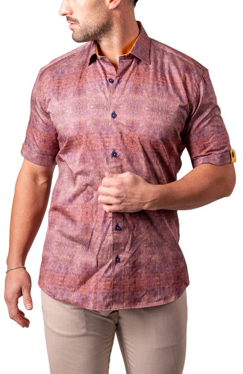 Maceoo Galileo Resistance2223 Brown Short Sleeve Cotton Button-up Shirt