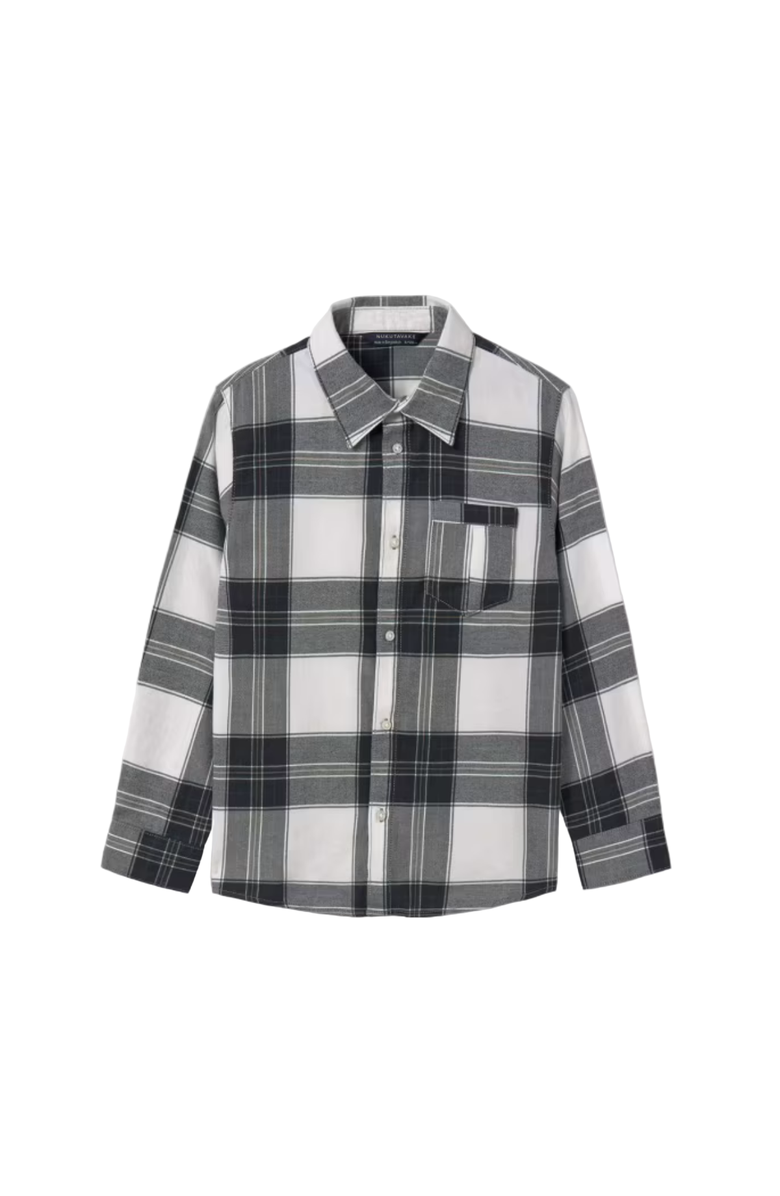Mayoral Flannel Plaid Shirt, Main, color, Grey