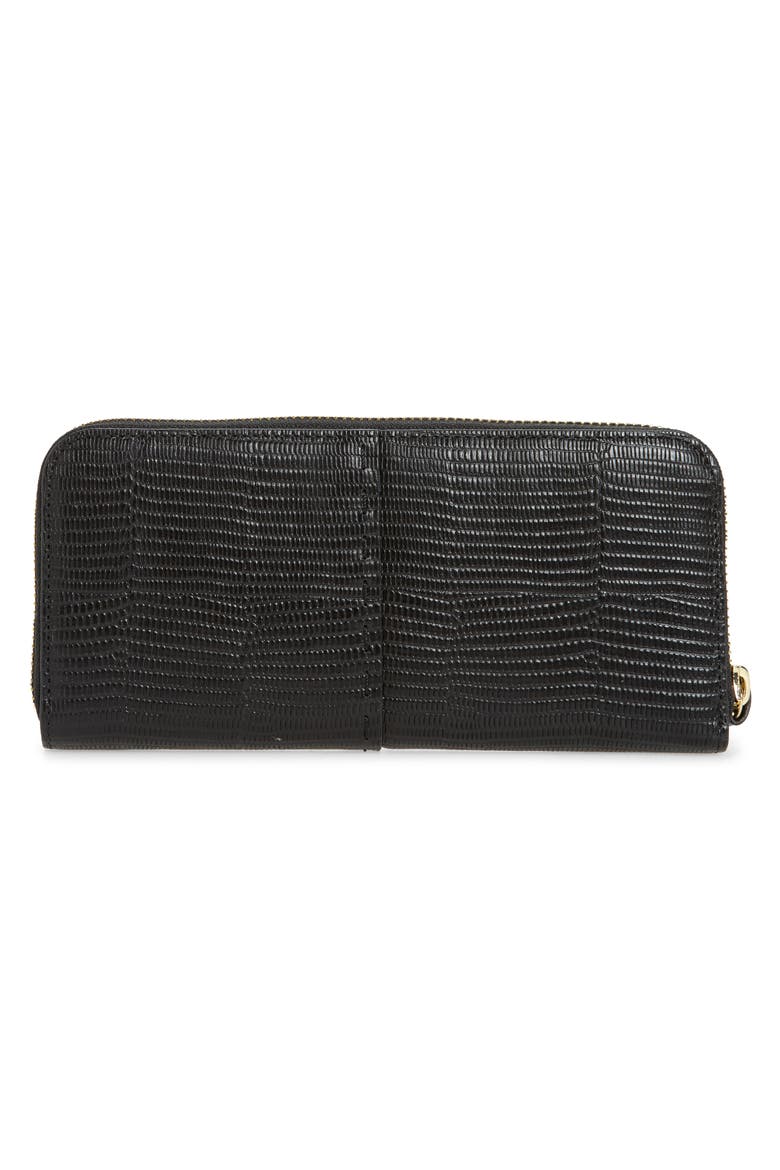 Les Second Embossed Continental Wallet, Alternate, color, NOIR LIZARD