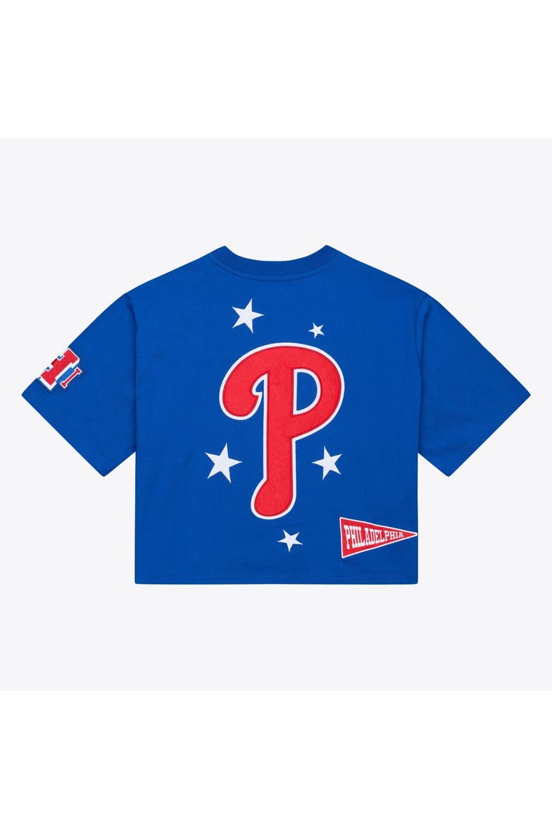 Women's Mitchell & Ness Royal Philadelphia Phillies Pep Rally Cropped Boxy T-Shirt, Alternate, color, Royal