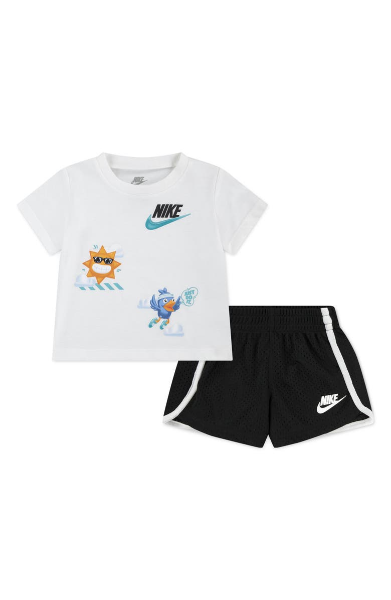 Nike Just Believe Graphic T-Shirt & Shorts Set, Main, color, Black