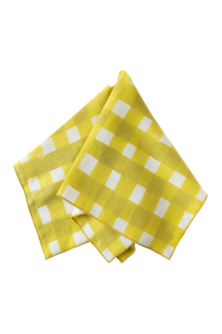 Yellow Cross Hatch Napkin, Alternate, color, Yellow Cross Gold Trim