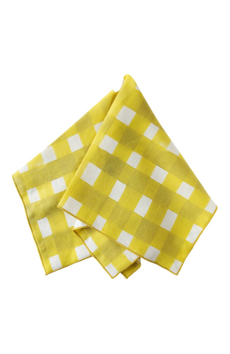 Goldie Home Yellow Cross Hatch Napkin, Alternate, color, Yellow Cross Gold Trim