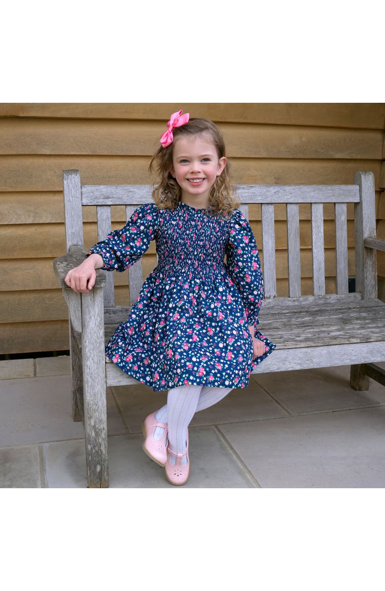 Rachel Riley Ditsy Floral Ruched Dress, Alternate, color, Navy