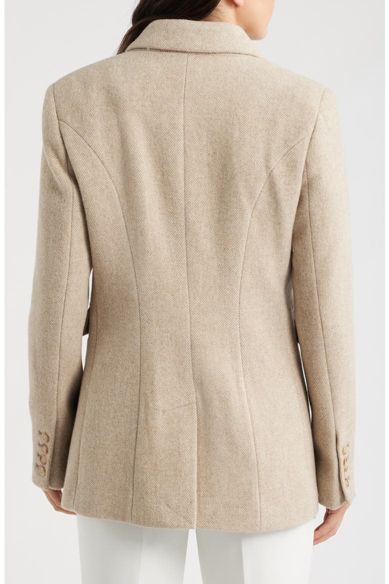 Herringbone Wool Double Breasted Coat, Alternate, color, BEIGE/ IVORY