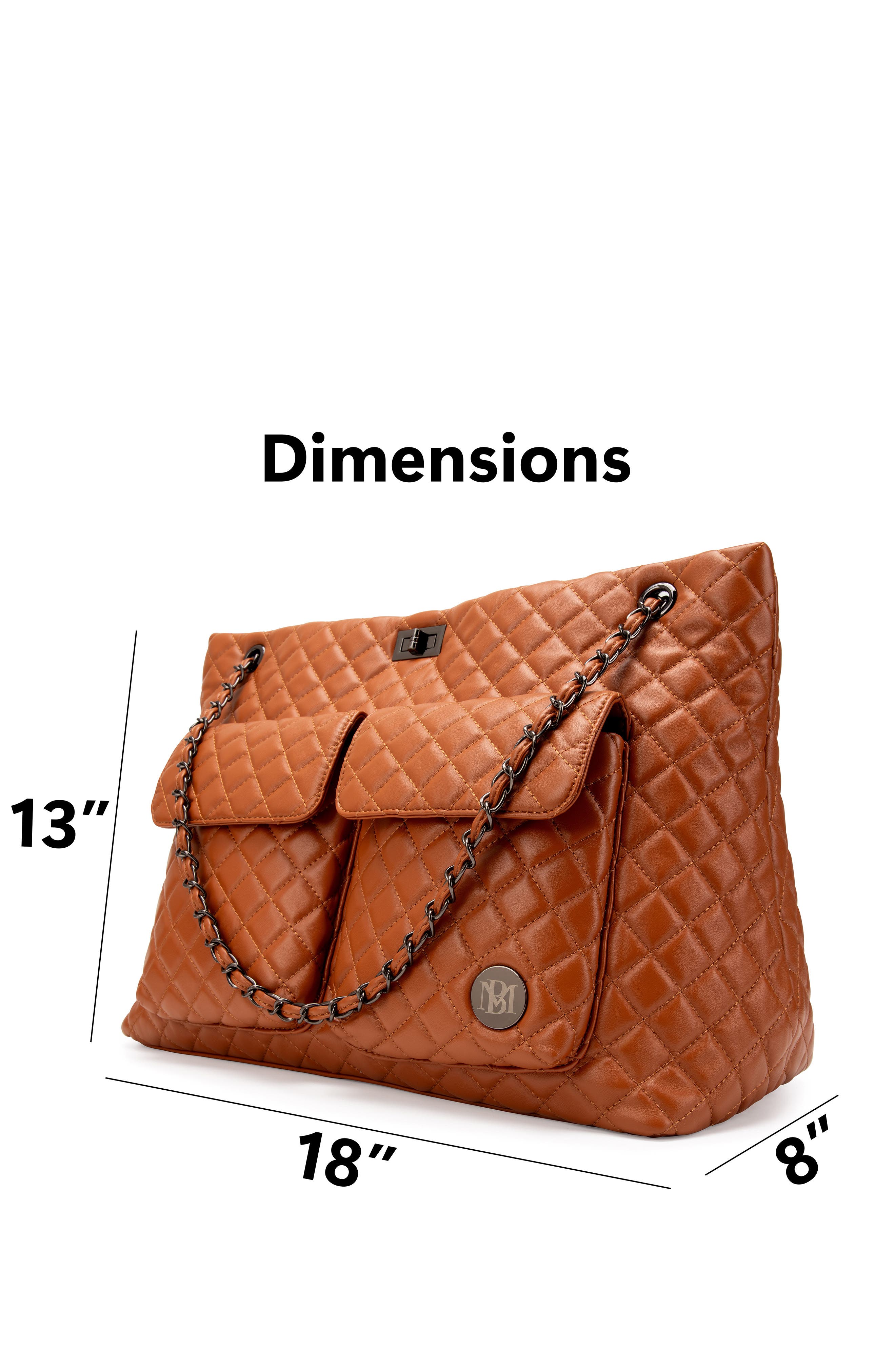 BADGLEY MISCHKA Diana Quilted Vegan Leather Weekender Duffel Bag, Alternate, color, Brown