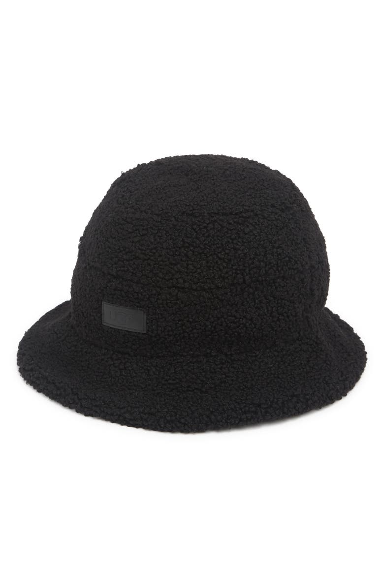 UGG<sup>®</sup> UGG Reversible Faux Shearling Bucket Hat, Main, color, Black