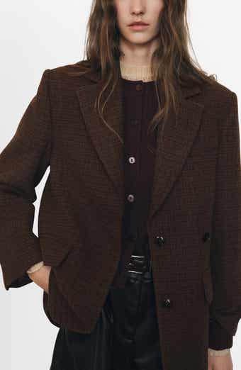 MANGO Houndstooth Wool Blend Blazer