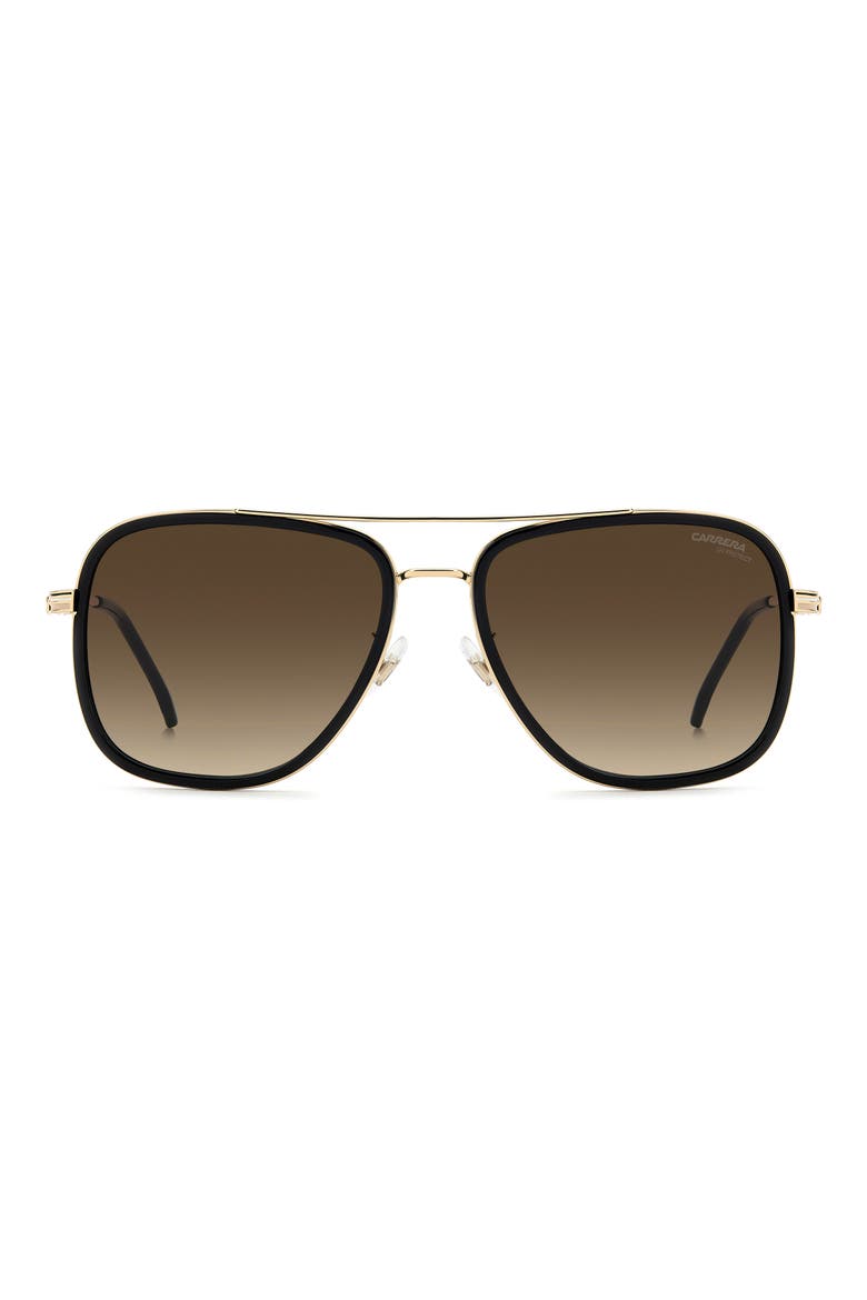 58mm Gradient Pilot Sunglasses, Main, color, BLACK WHITE/ BROWN SF