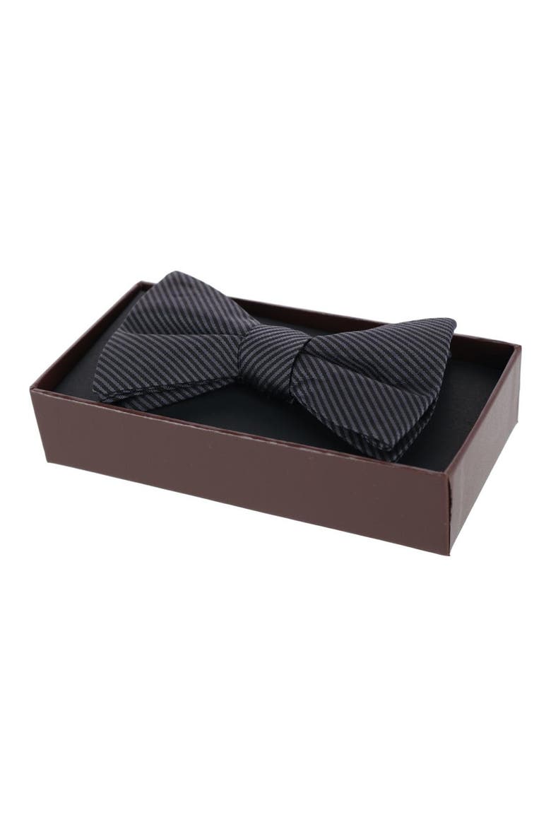 Leyton Stripe Pre-Tied Silk Bow Tie, Alternate, color, GRAPHITE