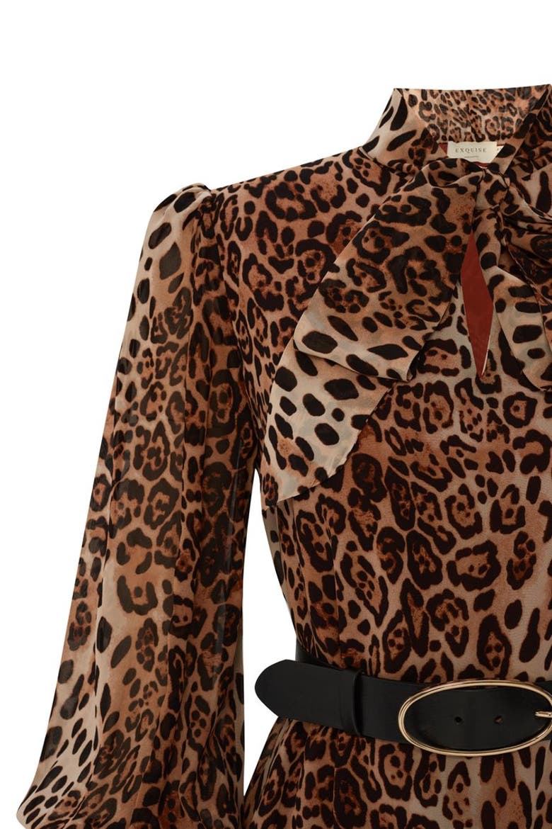 Leopard Print Pocketed Relaxed Midi Dress, Alternate, color, MULTICOLOR