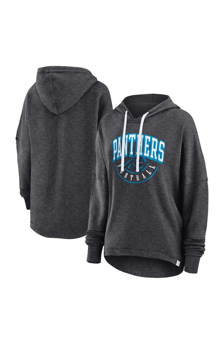 FANATICS Women's Fanatics Branded Charcoal Carolina Panthers Lightewight Modest Crop Lounge Helmet Arch Pullover Hoodie, Main, color, Charcoal
