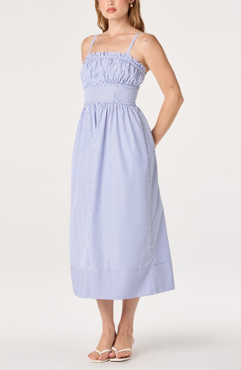 ASTR the Label Montserrat Stripe Midi Dress, Alternate, color, Blue Stripe