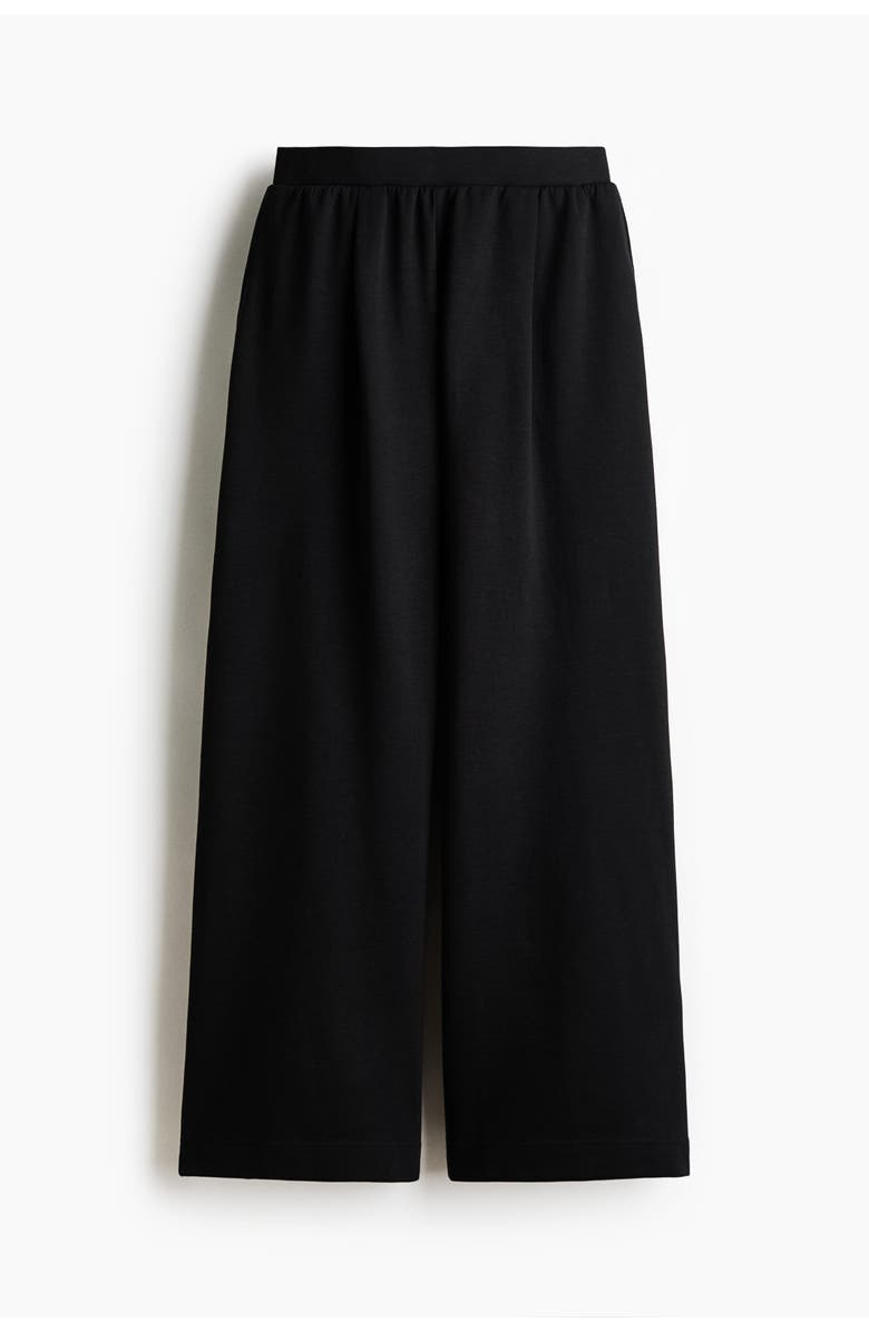 H&M Wide Interlock Joggers, Main, color, Black