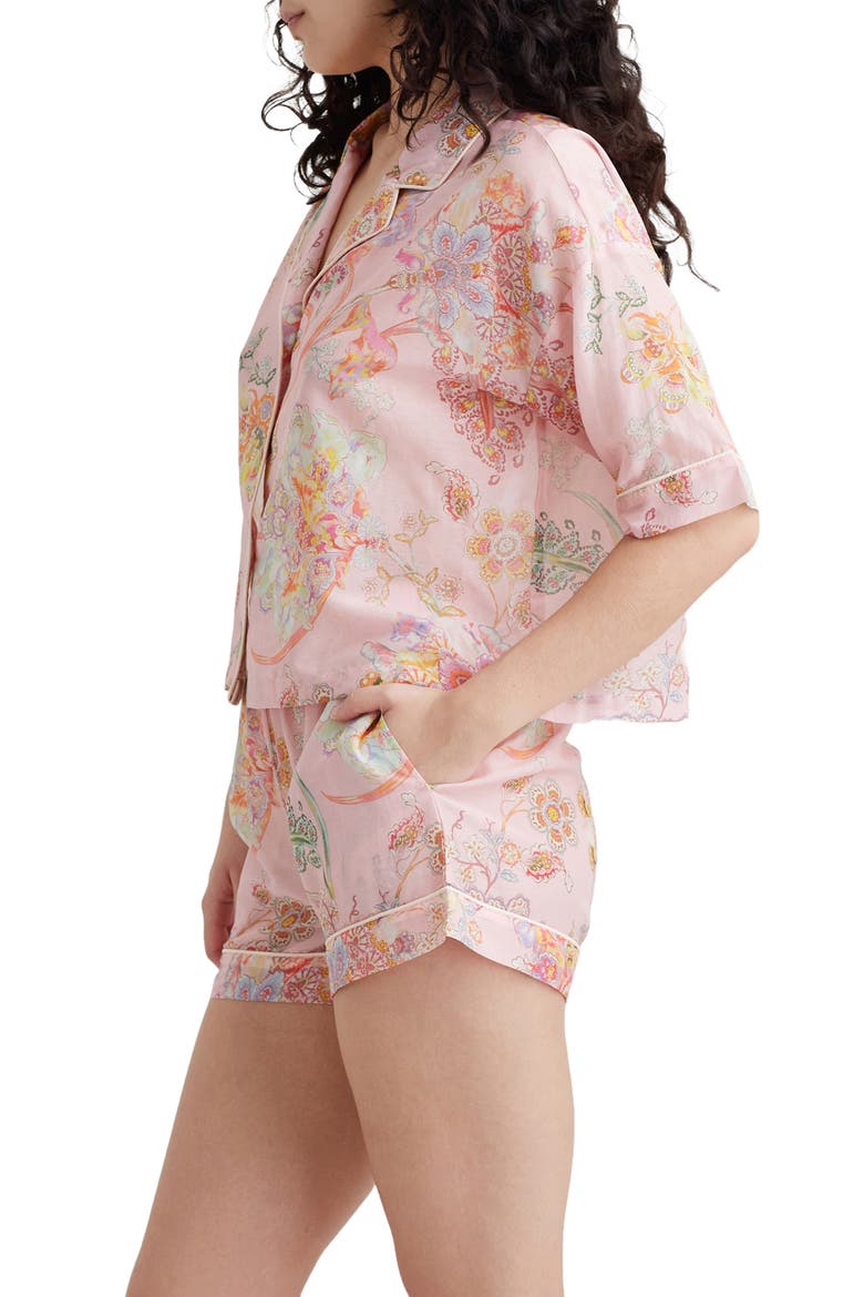 Coco Floral Cotton & Silk Short Pajamas, Alternate, color, PAPINELLE PINK