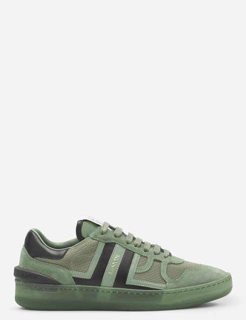 Lanvin Clay Sneakers In Green Suede And Fabric