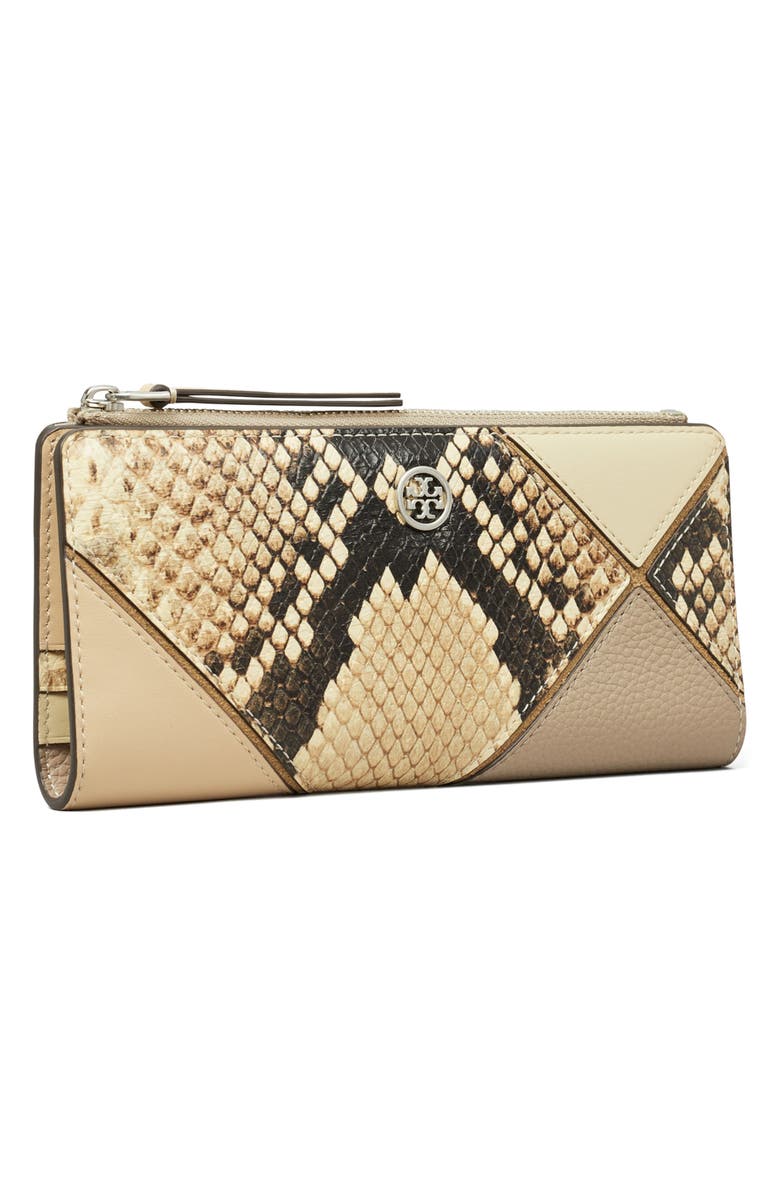 Tory Burch Robinson Slim Snake Embossed Leather Bifold Wallet, Alternate, color, 