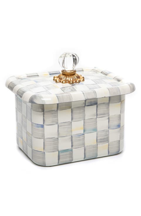 Sterling Check Enameled Steel Recipe Box